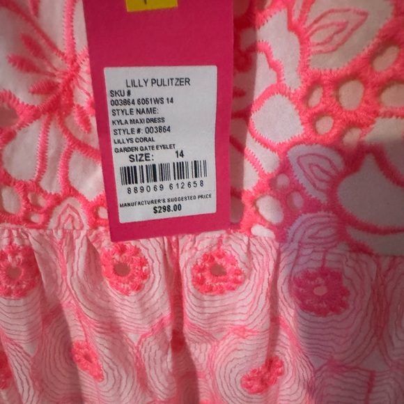 🧨HP🧨NWT Lilly Pulitzer Garden Gate Eyelet Kyla Maxi Dress CORAL PINK - Picture 11 of 12